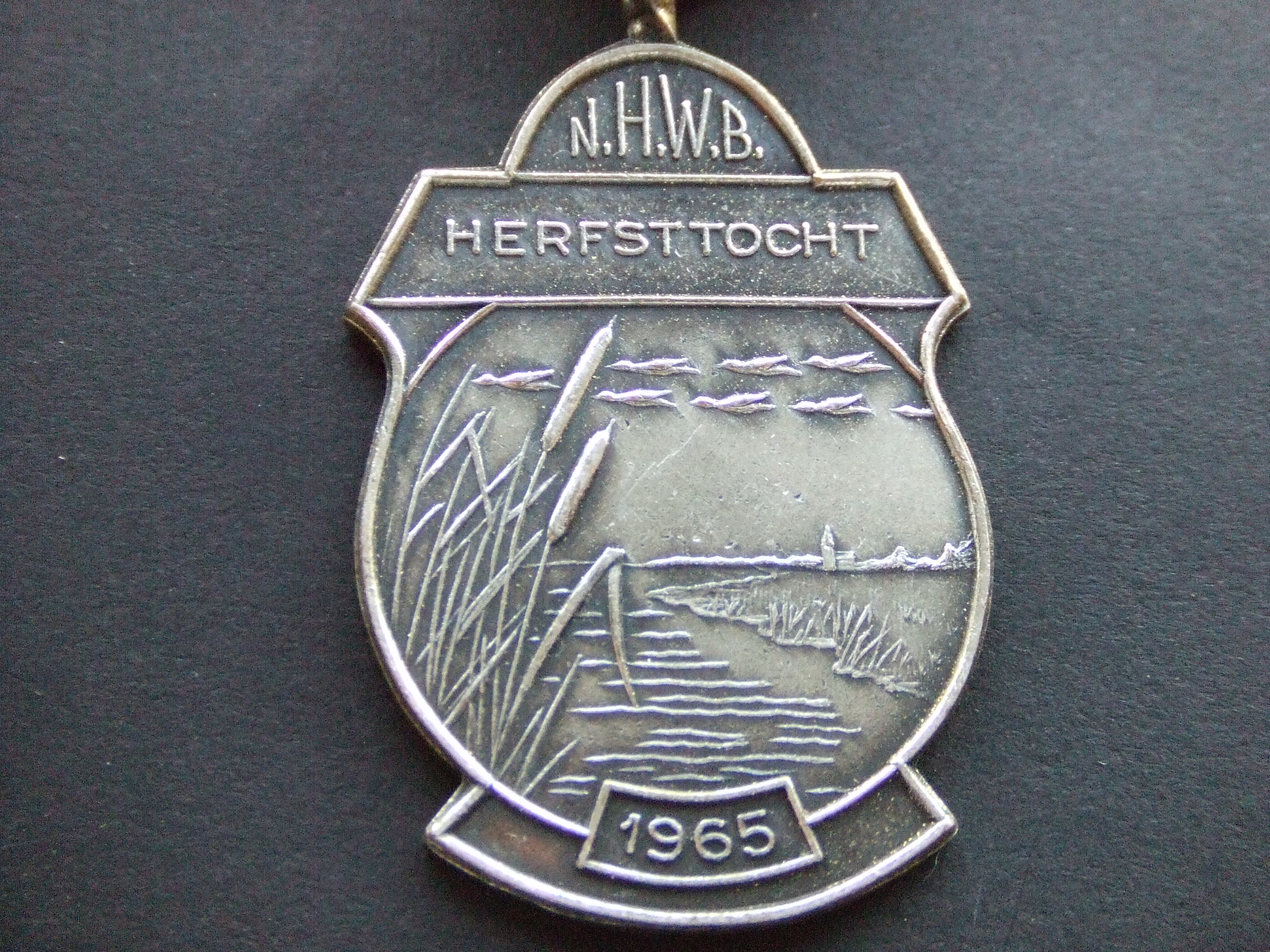 N.H.W.B.(Noord-Hollandse Wandelbond) herfsttocht 1965 ( riet langs het water)